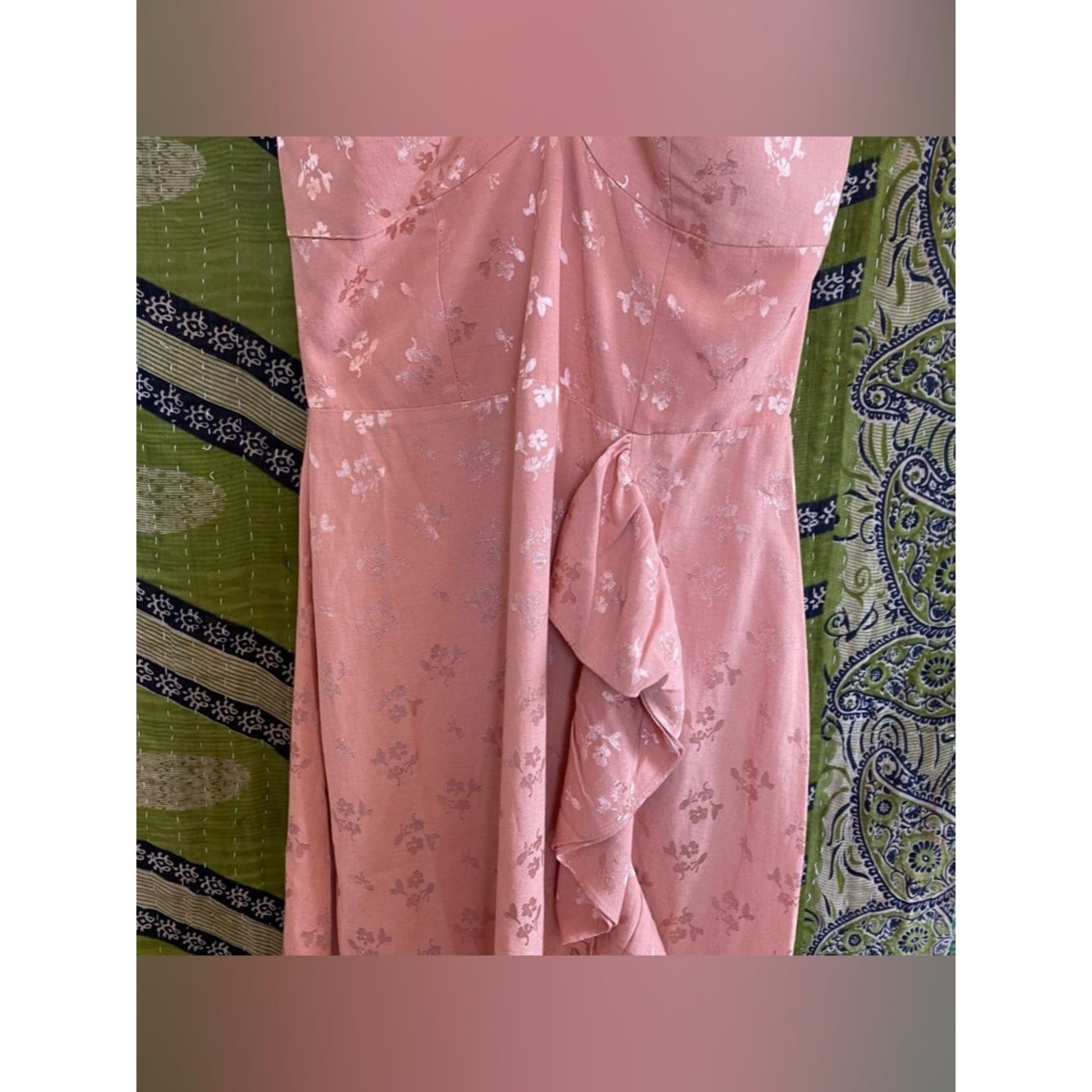 Eddy Blush Bouquet Angelica Midi Ruffle Strapless Dress Size Medium Garden Party — image 8 of 8
